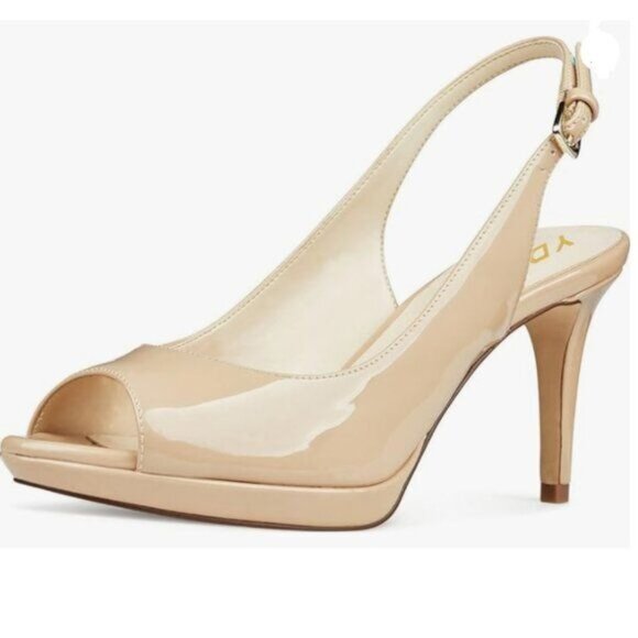 YDN Nude Sexy High Heels Pumps Peep Toe Platform Block Slingback Dress Shoes - Picture 1 of 8